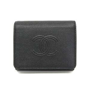 Chanel Coco Mark Women's Grained Calfskin Wallet (tri-fold) Black